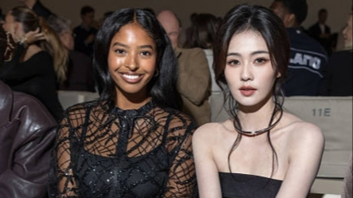 ??黑珍珠vs白玫瑰！科比大女兒與白鹿同框看秀