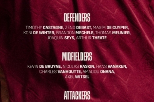 比利時(shí)10月大名單：德布勞內(nèi)領(lǐng)銜，多庫(kù)、特羅薩德、拉門斯在列