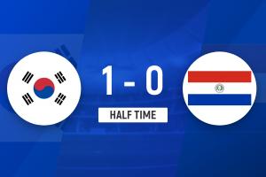 半場-嚴智星掃射破門巴拉圭球員烏龍助攻 韓國暫1-0巴拉圭