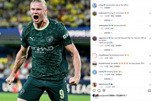 連續12場破門，哈蘭德社媒曬照：不過又是普普通通上班的一天